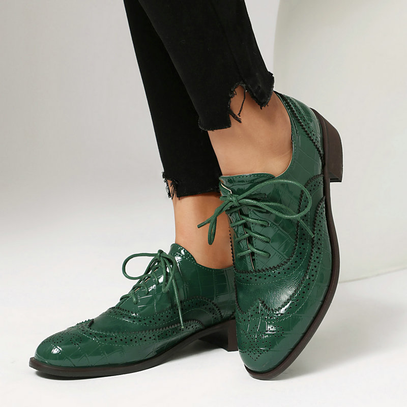 Oxford Lace Up Women - 여성 스톤 프린트 브로그 옥스포드 슈즈