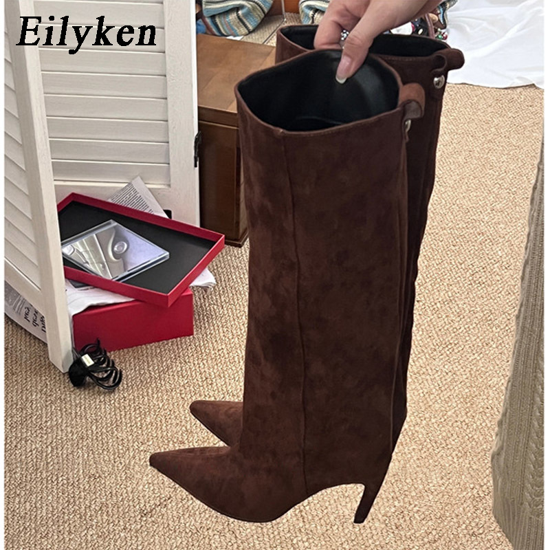 Knee High Boots Women - Eilyken 섹시한 얇은 하이힐 포인티드 토