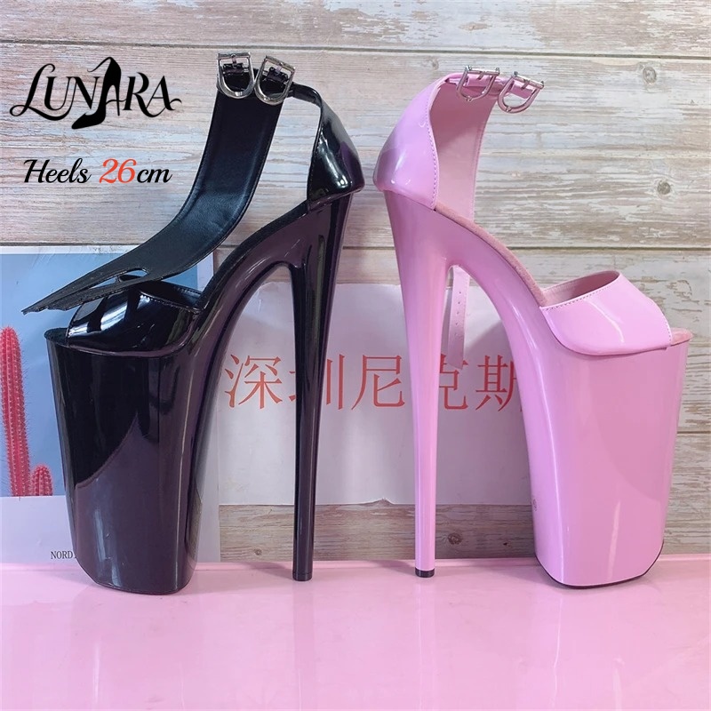 26cm/10인치 핑크색 에나멜 극세사 높은 굽 샌들  - Mule Slip On 리뷰 및 가격