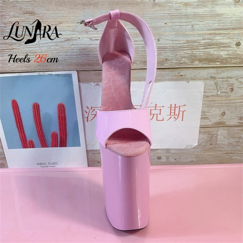 26cm/10인치 핑크색 에나멜 극세사 높은 굽 샌들  - Mule Slip On 리뷰 및 가격
