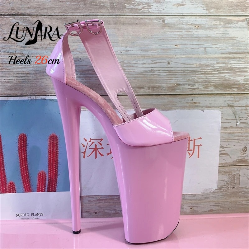 26cm/10인치 핑크색 에나멜 극세사 높은 굽 샌들  - Mule Slip On 리뷰 및 가격