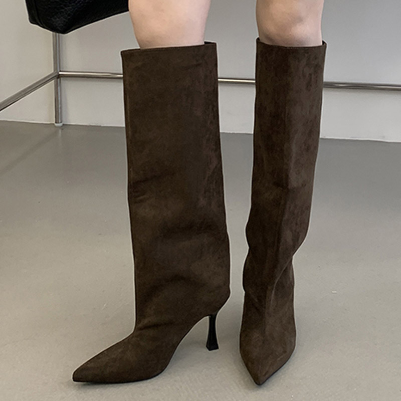에일리켄 겨울용 레트로 디자인의 뾰족한 앞코가 달린 롱 - Knee High Boots Women 리뷰 및 가격