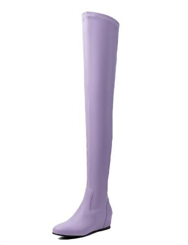 여성용 라벤더색 단색 신축성 있는 롱 부츠, 무릎 위까 - Sock Boot Women 리뷰 및 가격