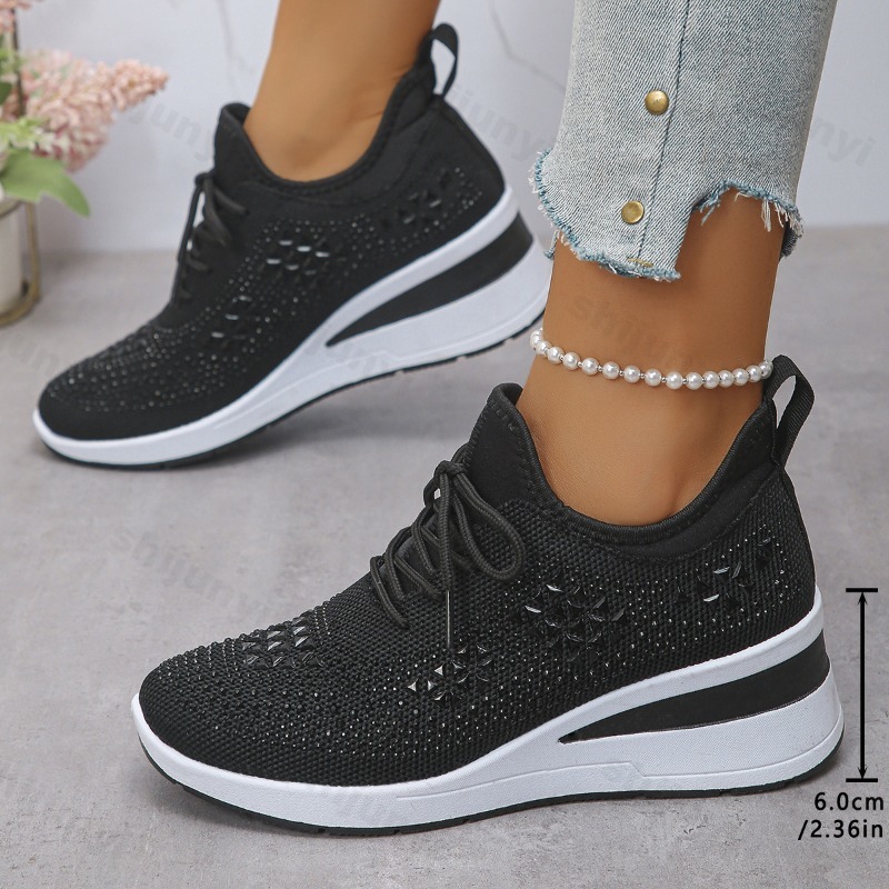 여성 스니커즈 2026 메쉬 통기성 반짝이 큐빅 웨지  - Women Shoes Tennis 리뷰 및 가격