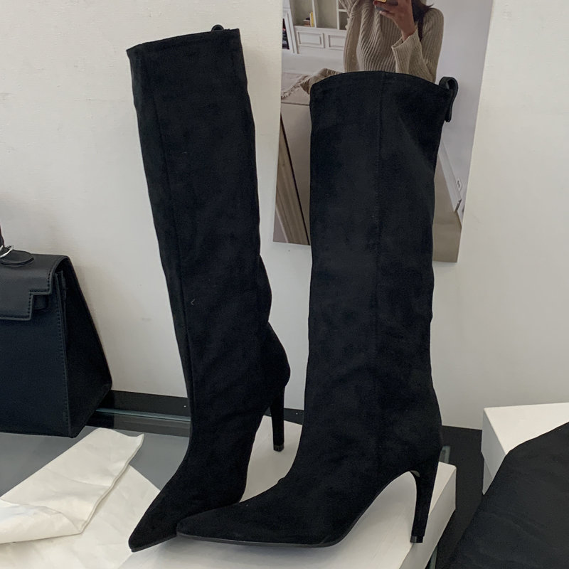 Eilyken 섹시한 얇은 하이힐 포인티드 토 니하이  - Knee High Boots Women 리뷰 및 가격