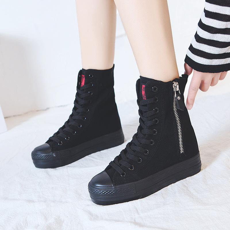 2026년 신상 여성용 하이탑 올블랙 사이드 지퍼 캔버 - Sock Boot Women 리뷰 및 가격