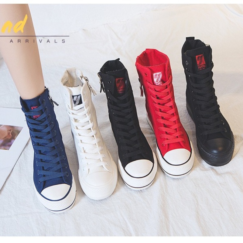 2026년 신상 여성용 하이탑 올블랙 사이드 지퍼 캔버 - Sock Boot Women 리뷰 및 가격